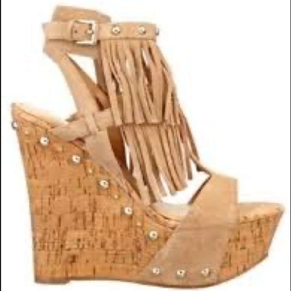 GUESS fringed wedges